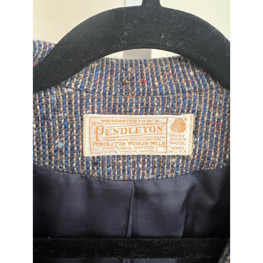 Gorgeous Pendleton Vintage Blue Confetti Tweed Virgin Wool Jacket - Picture 7 of 7